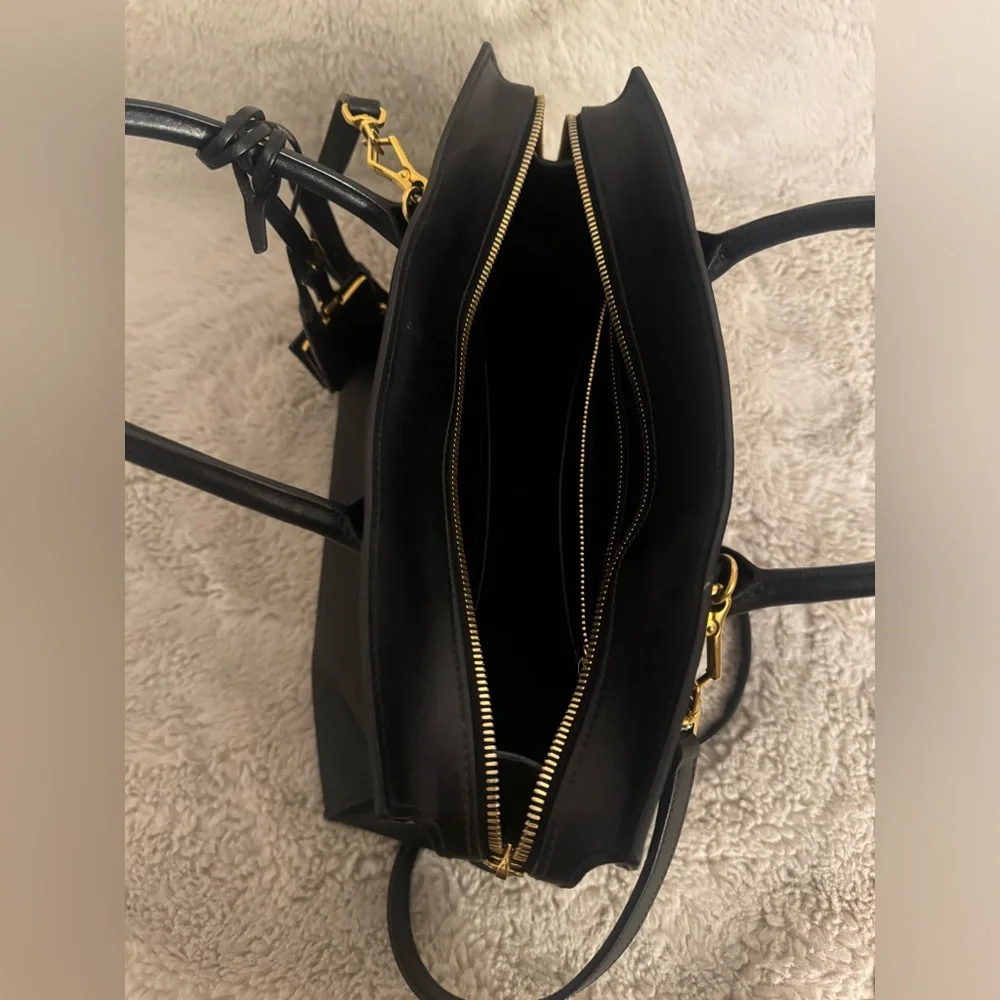 Prada Paradigme Tote Saffiano with City Calf Medium in Black with Gold Hardware - Picture 2 of 15